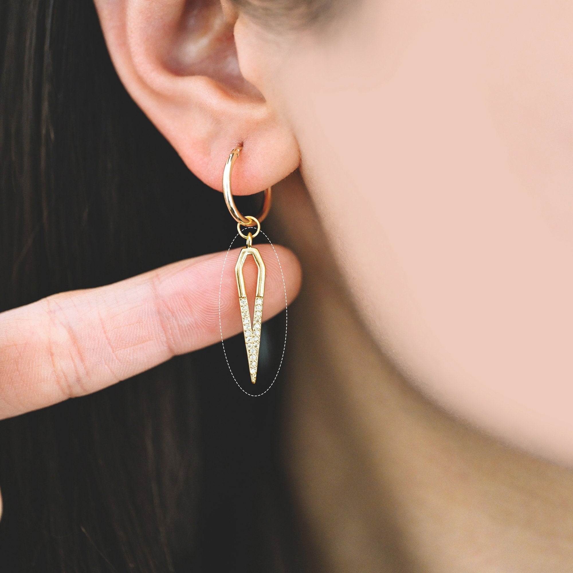 4pcs CZ Pave Bar Charm,Drop Charm, Arrowhead Charm, 27mm (GB-739)